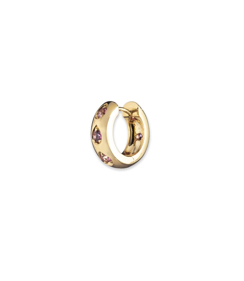 foundrae Forever & Always a Pair Pink Tourmaline Gemstone Hoop in Yellow Gold