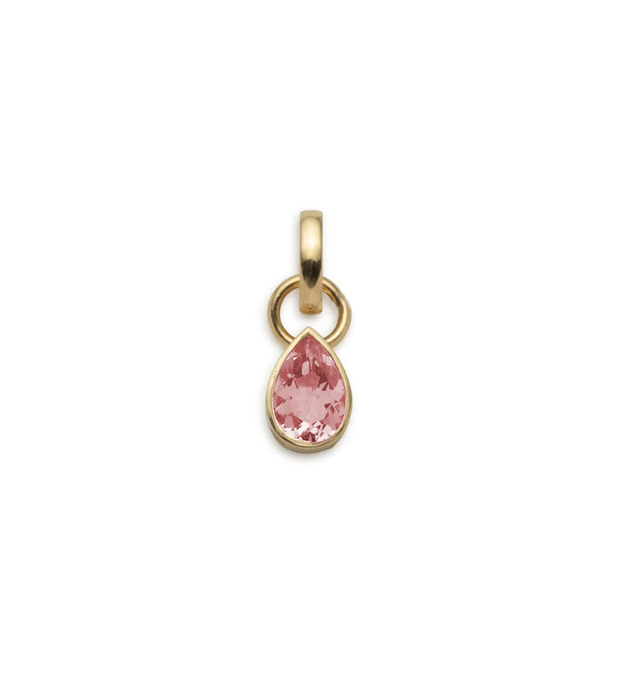 foundrae Forever & Always a Pair Pink Tourmaline Pear Pendant in Yellow Gold with an Annex Link