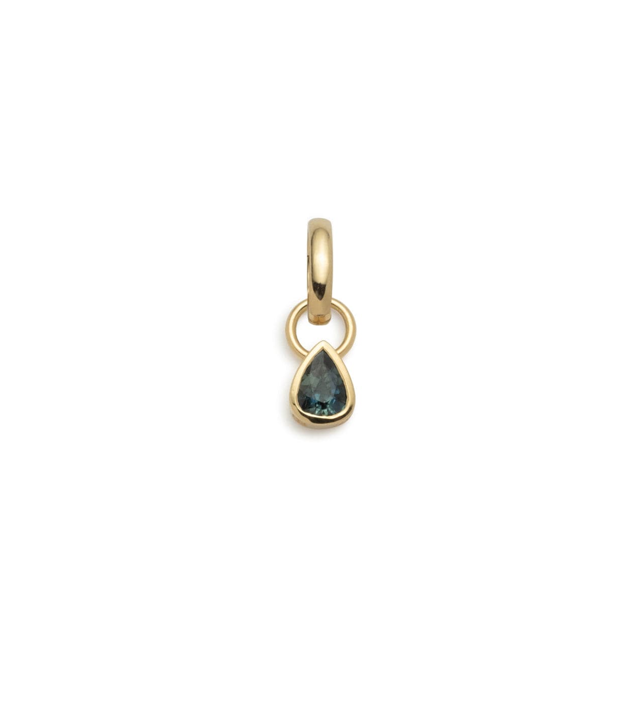 foundrae Forever & Always a Pair Teal Sapphire Pear Pendant in Yellow Gold with an Annex Link