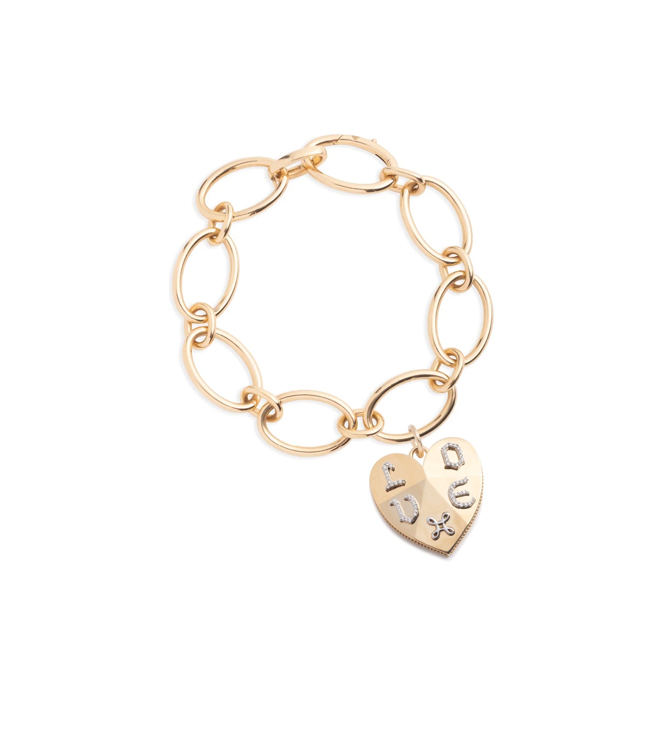 foundrae Faceted Heart - Love Oval Chain Bracelet