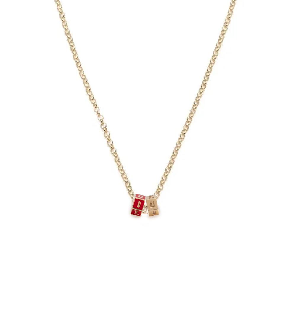foundrae Gold & Red I Love U Fine Belcher Necklace