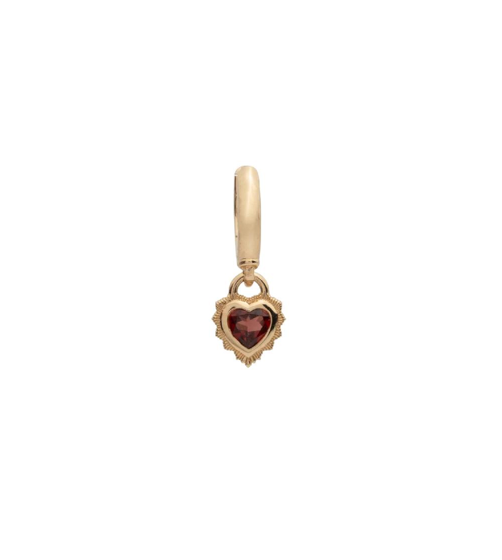 foundrae Heart Garnet Drop Earring