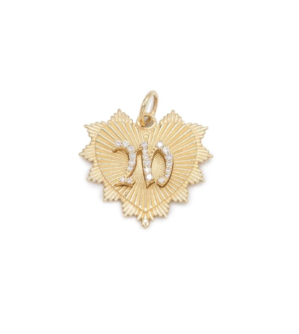 foundrae Initial Radiating Heart Medium Medallion