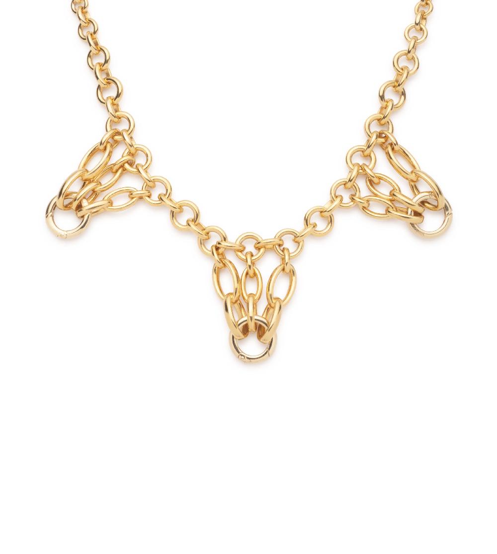 foundrae Lattice Bib Chain in Yellow Gold