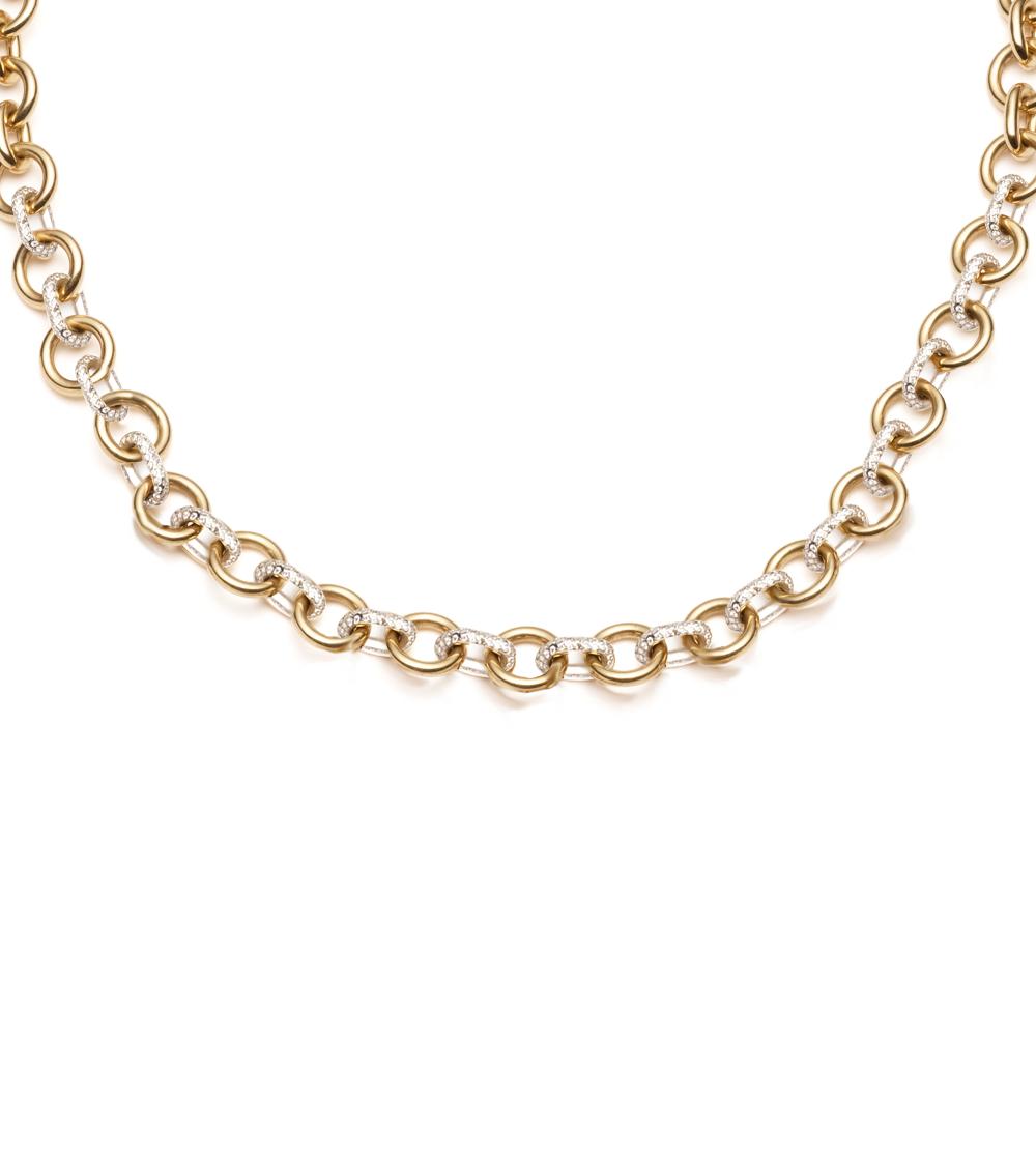 foundrae Midsized Mixed Link Diamond Pave Chain