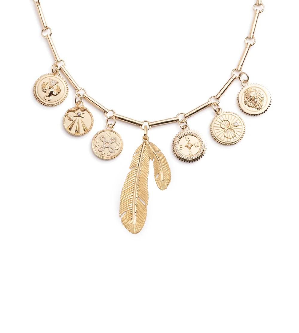 foundrae Multi-Tenet Feather Story in Yellow Gold
