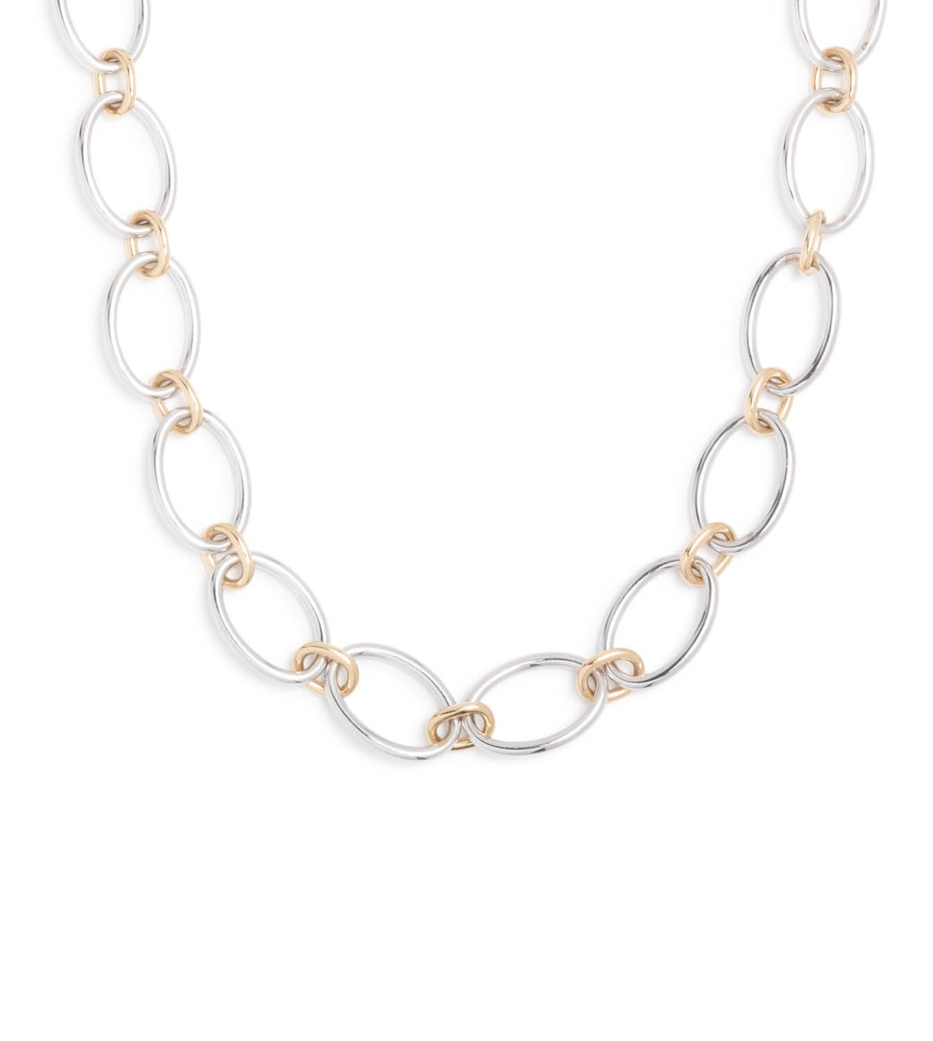 foundrae Oval Link Chain Necklace Mixed Gold