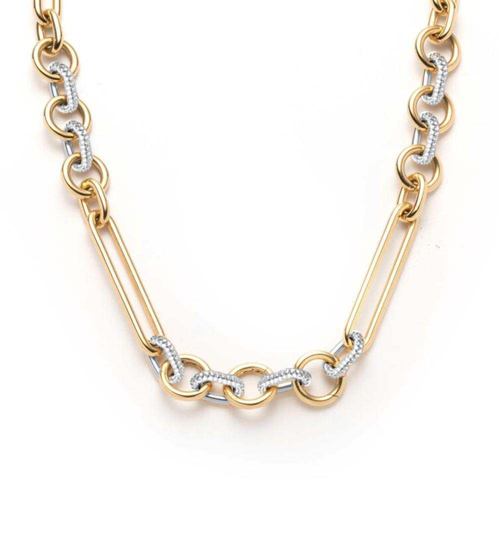 foundrae Oversized Pave Feature Mixed Clip Chain