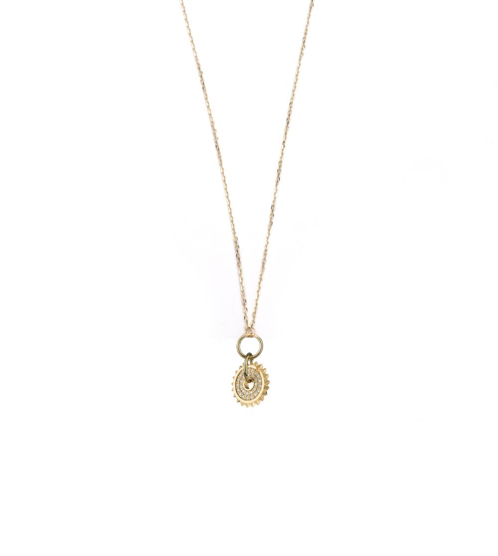 foundrae Pave Disk Disk Drop Necklace