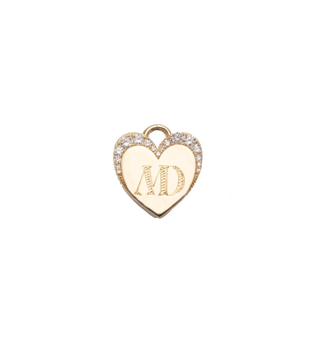 foundrae Pave Engravable Heart Miniature Medallion