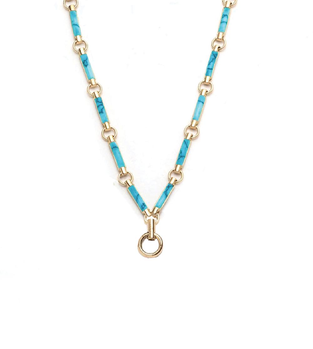 foundrae Turquoise Stone Hanging Clockweight Chain