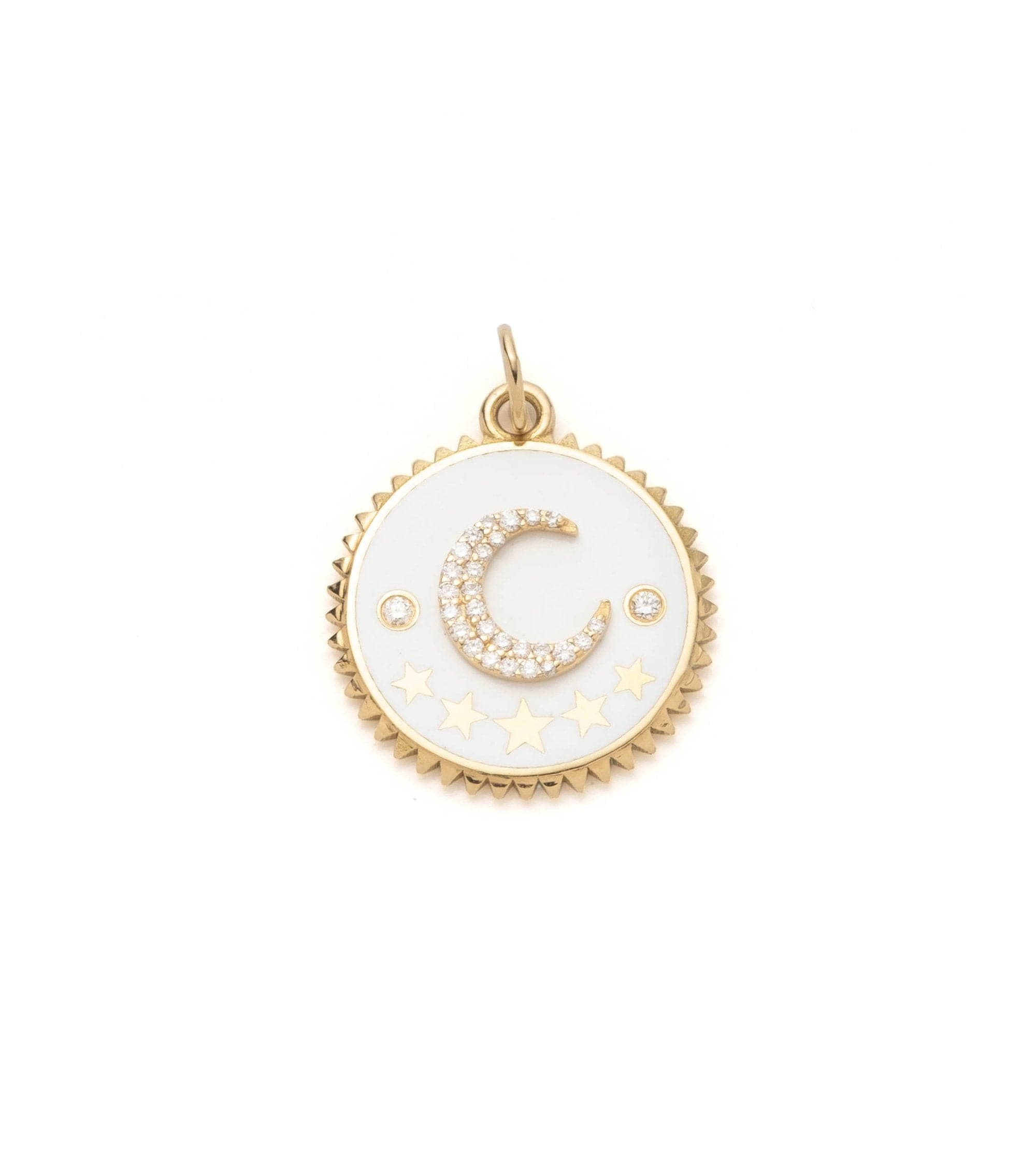 foundrae White Crescent Medium Champleve Medallion