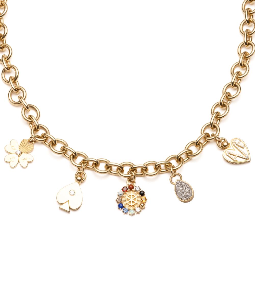 foundrae Four Suits Four Elements Midsized Mixed Link Chain with Mini Inner Light