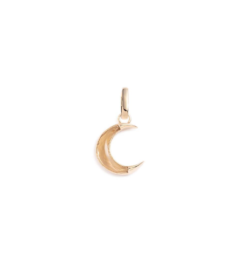 foundrae Gemstone Crescent - Karma 15mm Medallion Champagne Citrine with Annex Link