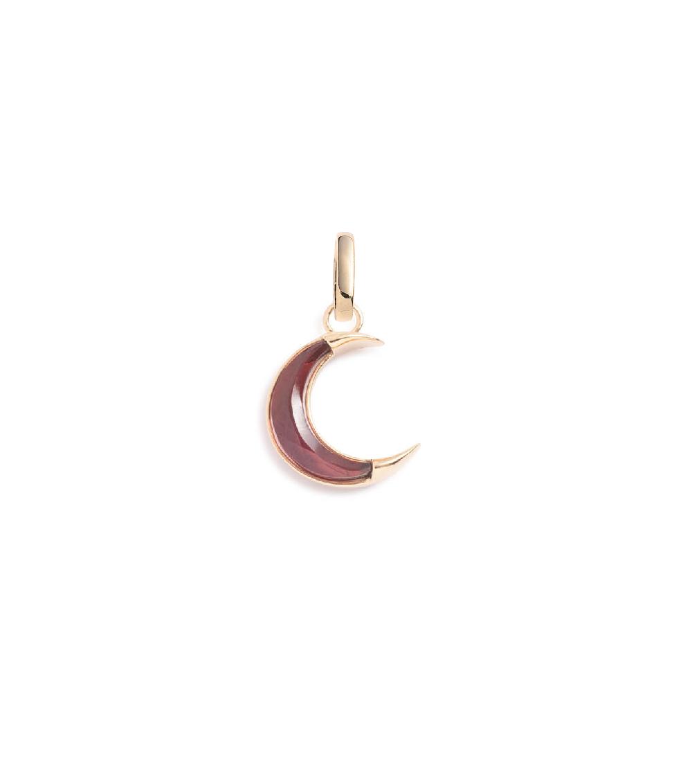 foundrae Gemstone Crescent - Karma 15mm Medallion Garnet with Annex Link