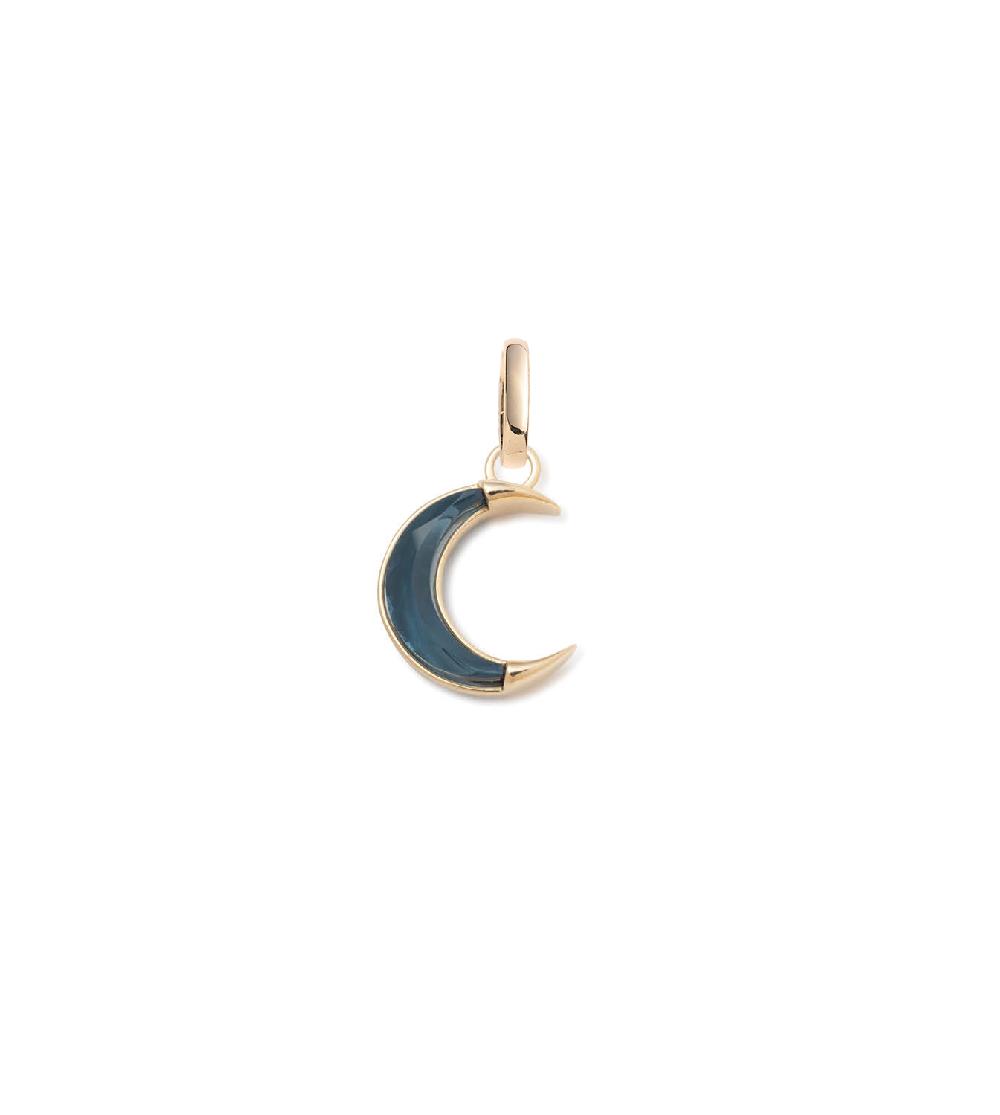 foundrae Gemstone Crescent - Karma 15mm Medallion London Blue Topaz with Annex Link