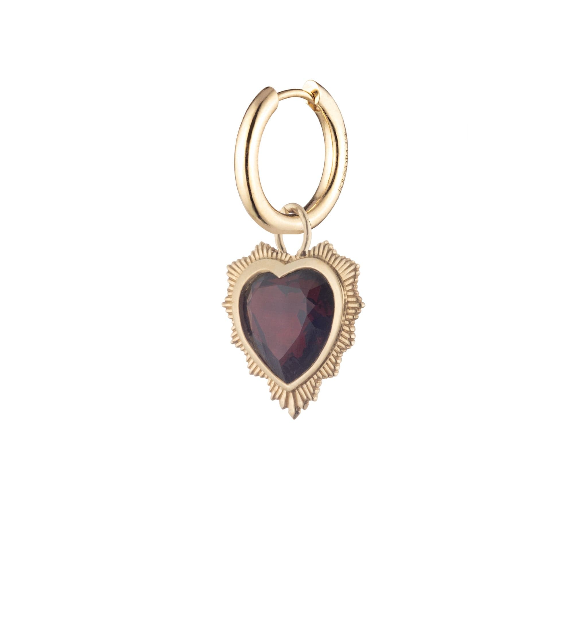 foundrae Gemstone Heart - Love Garnet Small Chubby Ear Hoop