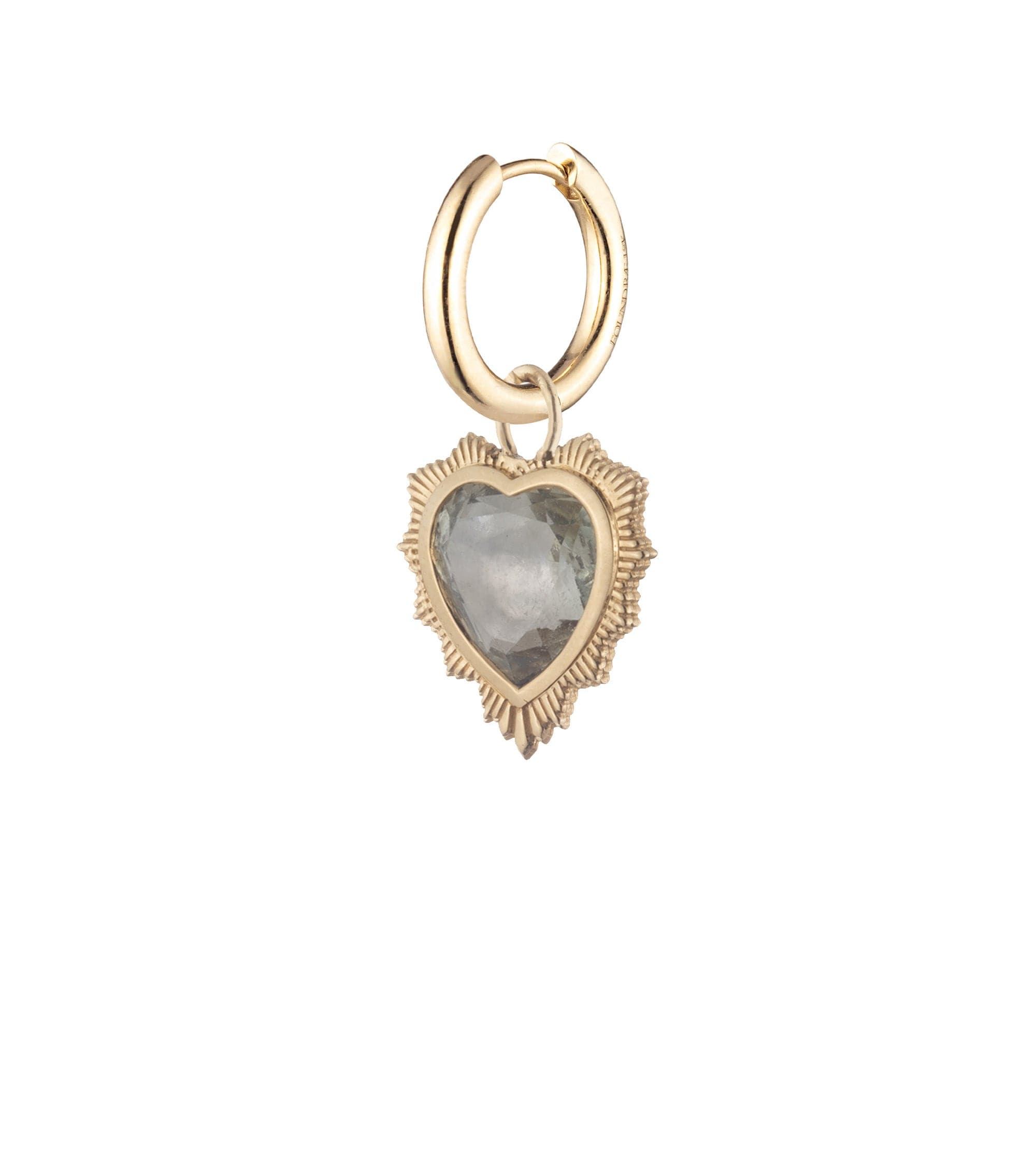 foundrae Gemstone Heart - Love Green Prasiolite Small Chubby Ear Hoop