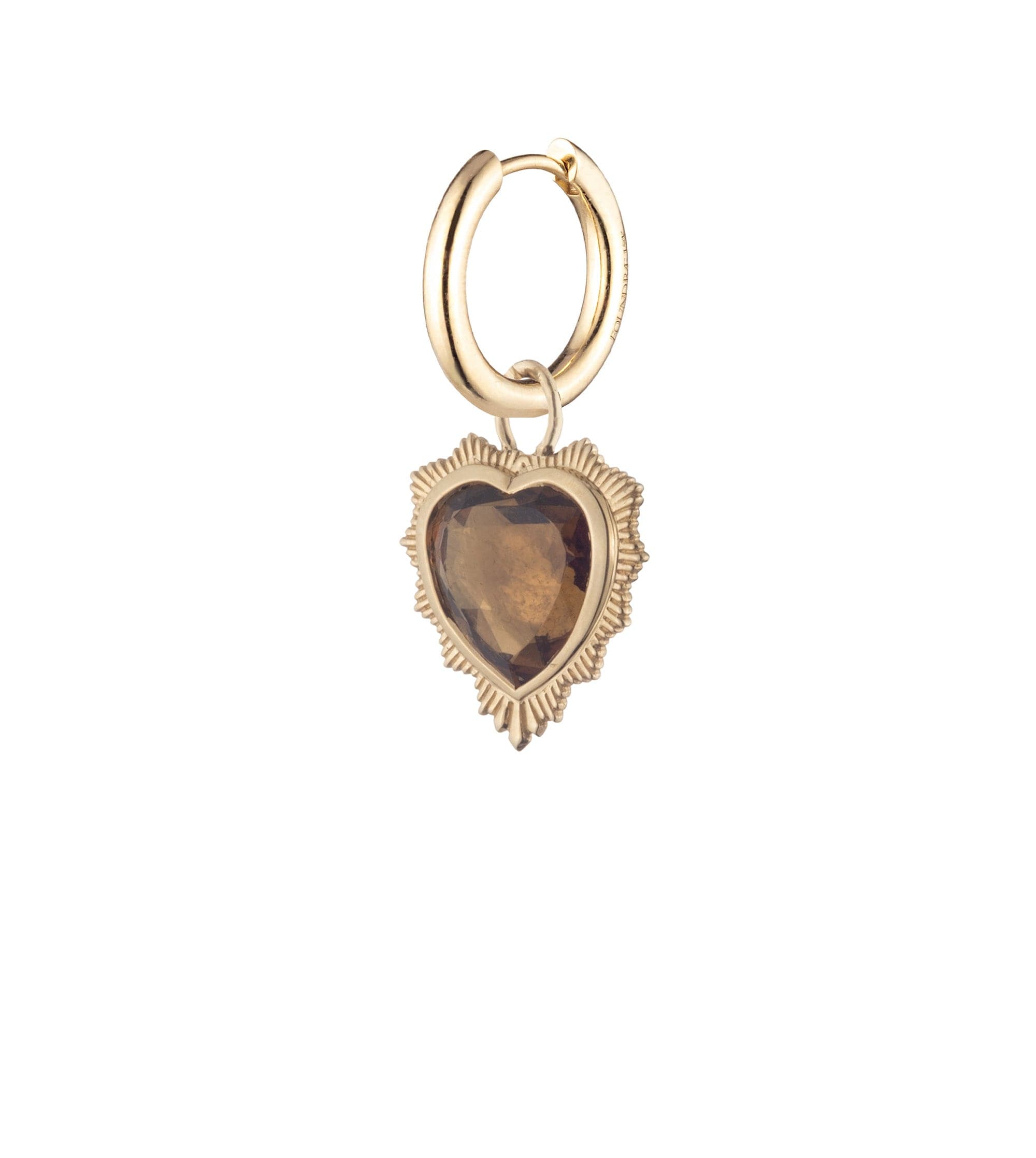 foundrae Gemstone Heart - Love Smoky Quartz Small Chubby Ear Hoop