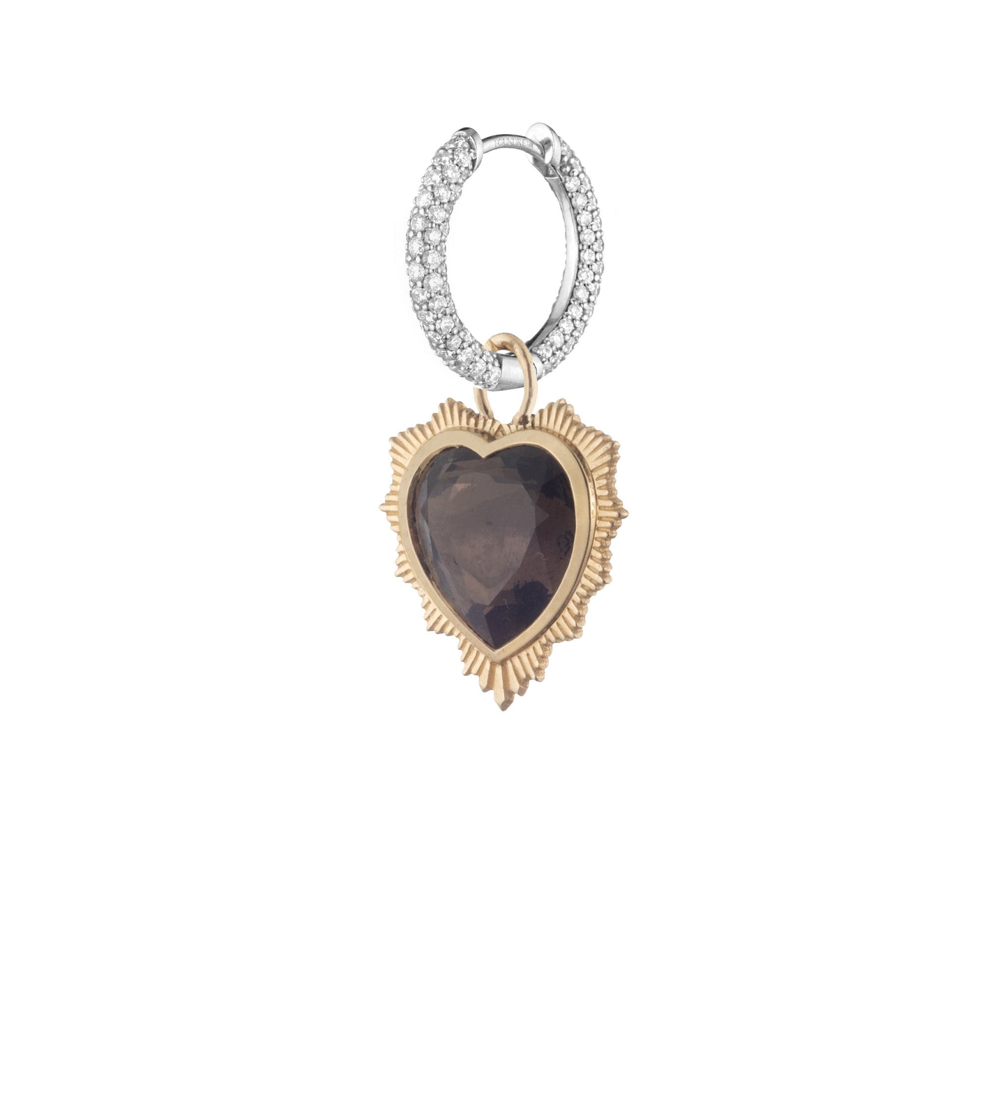 foundrae Gemstone Heart - Love Smoky Quartz Small Diamond Pave Chubby Ear Hoop