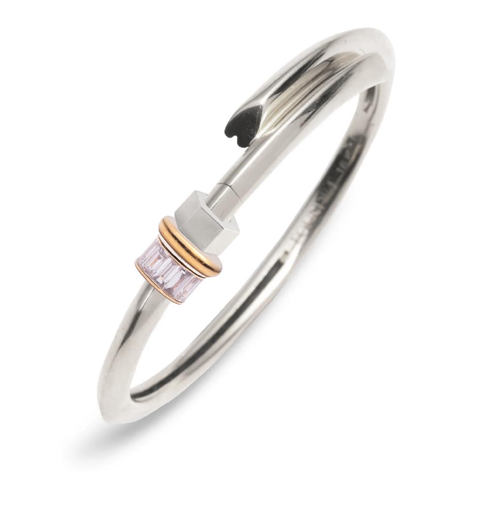 foundrae Heart Beat Bangle in Mixed Gold with Diamonds