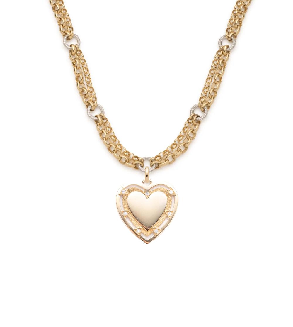 foundrae Heart Festoon Necklace in Yellow Gold with Pave Diamonds