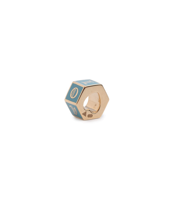 foundrae I Love U Small Ceramic Faceted Heart Beat Aqua