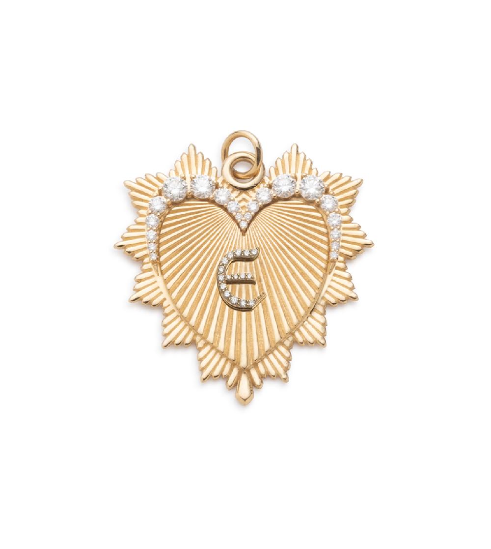 foundrae Initial Graduated Diamond Heart Love Token