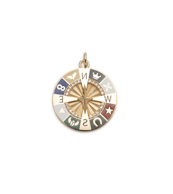 foundrae Internal Compass Champleve Enamel Wheel Medallion