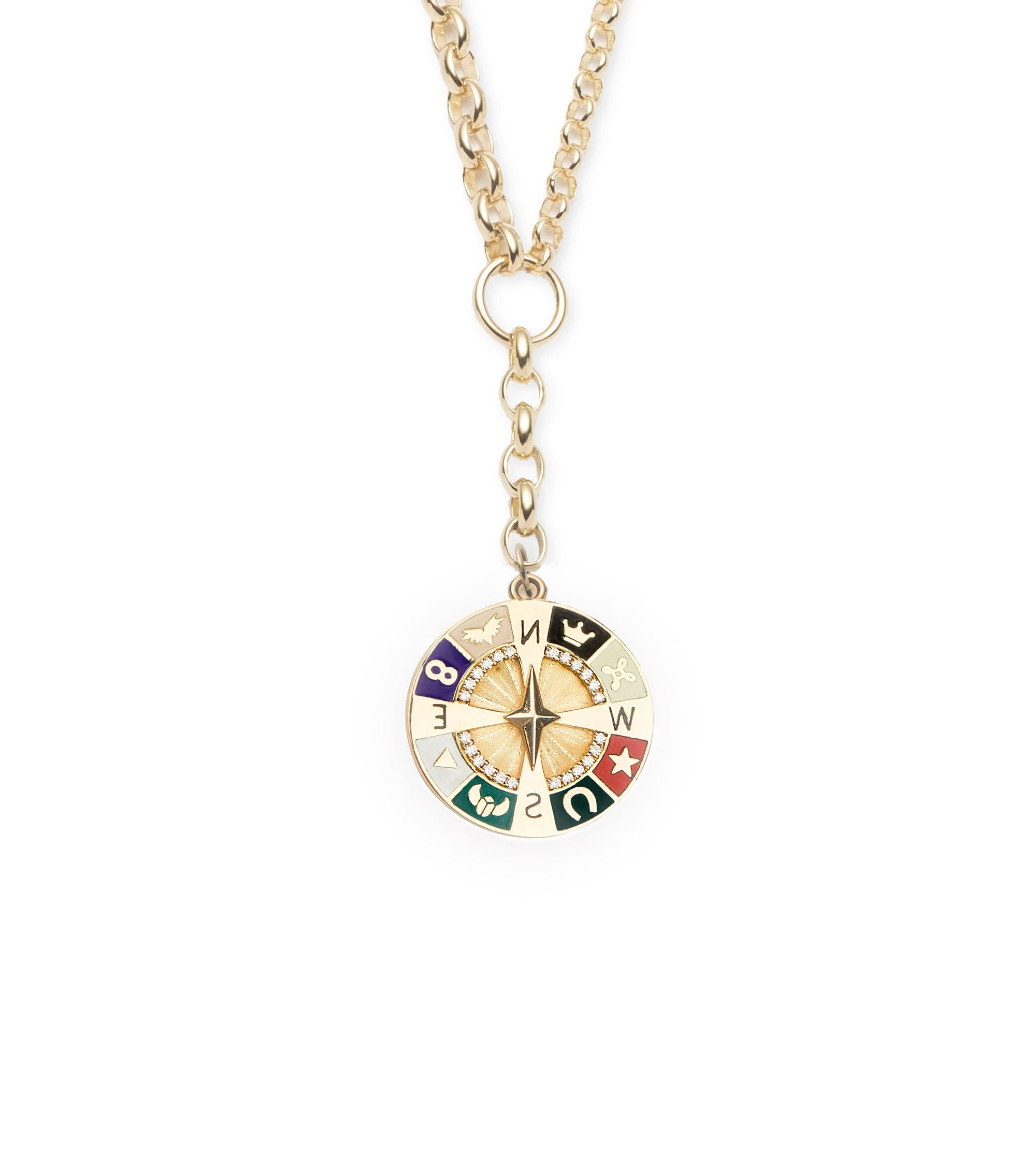 foundrae Internal Compass Champleve Mixed Belcher Extension Chain Necklace