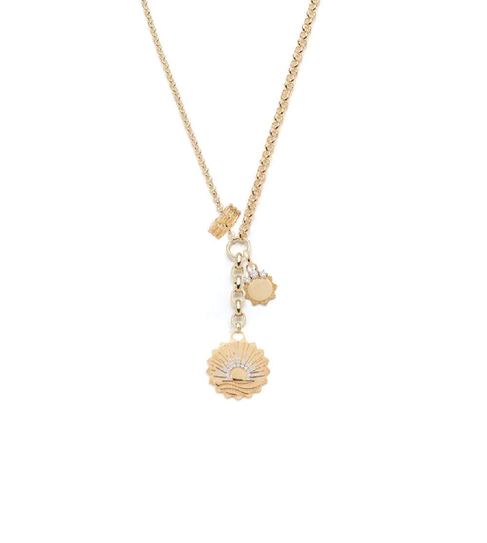 foundrae Internal Compass Engravable & Wholeness Medium Mixed Belcher Extension Necklace