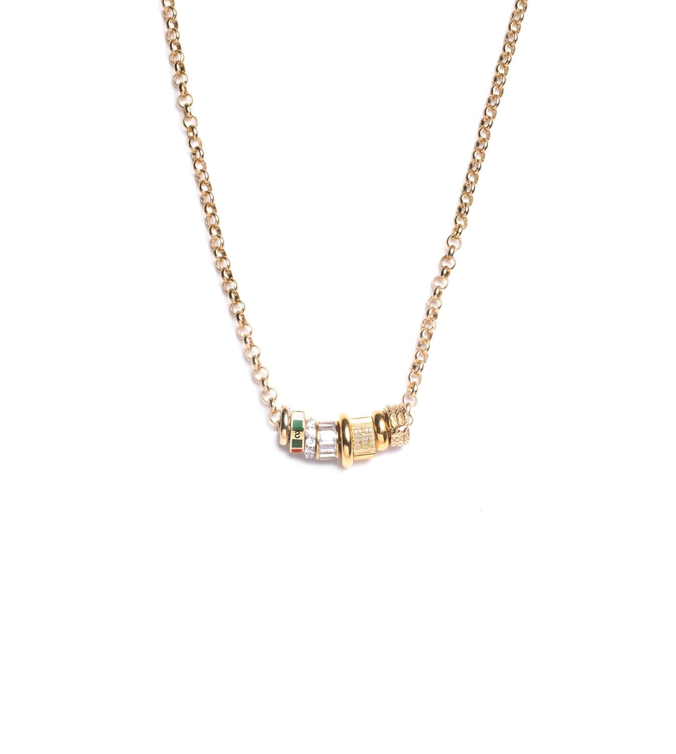 foundrae Internal Compass Heart Beat Story - Medium Belcher Chain Necklace