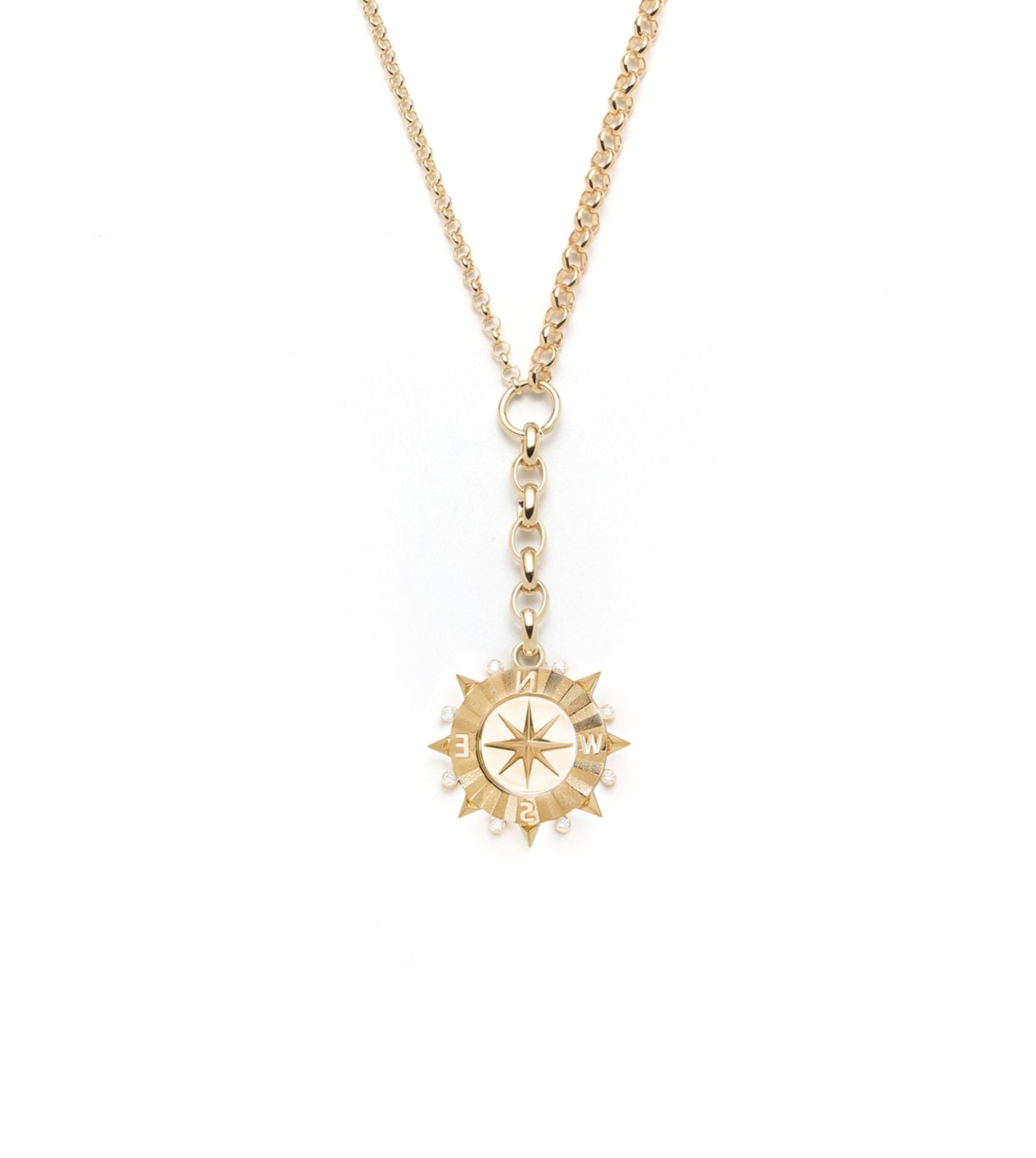 foundrae Internal Compass Medium Mixed Belcher Extension Chain Necklace
