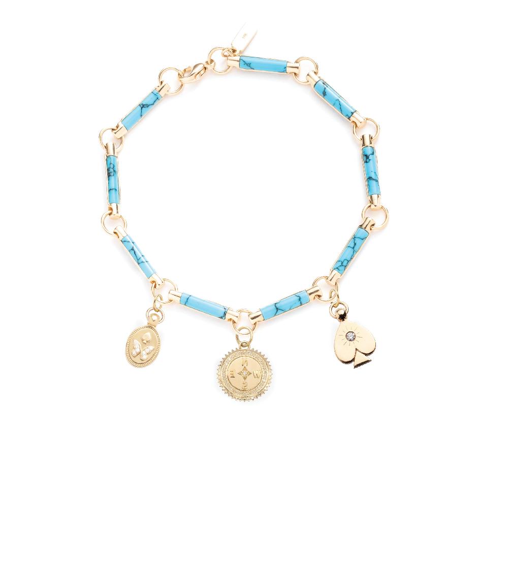 foundrae Internal Compass Reverie & Spade Element Chain Bracelet Turquoise