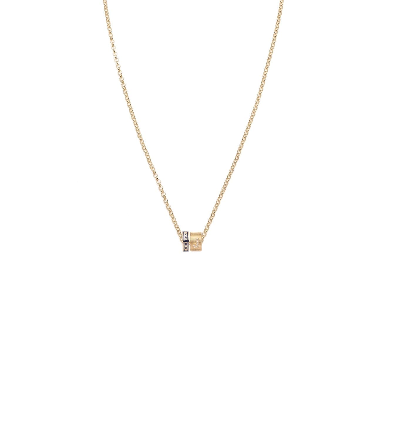 foundrae Karma & Pave Diamond Initial Heart Beat Fine Belcher Chain Necklace