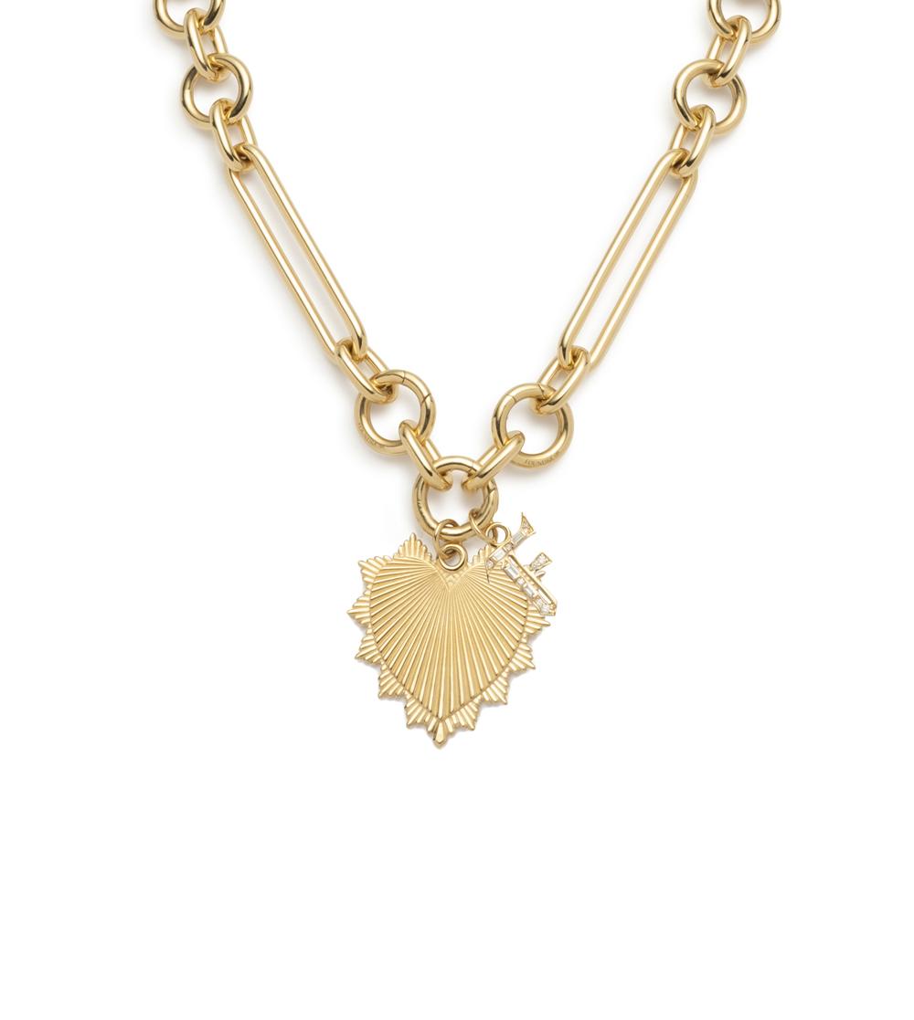 foundrae Love Initial Story Oversized Mixed Clip Chain Necklace