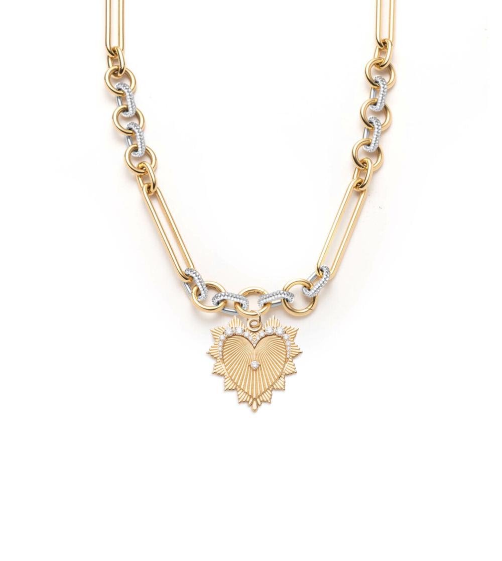 foundrae Love Oversized Pave Feature Mixed Clip Chain Necklace