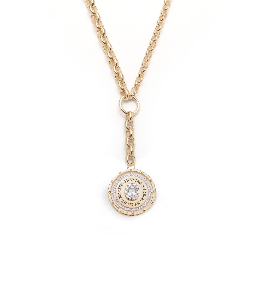 foundrae Lovestruck Commitment Heavy Belcher Necklace in Yellow Gold with Cushion Diamond