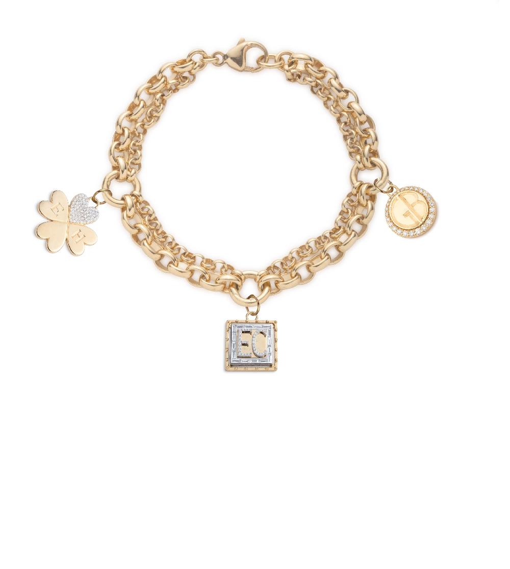 foundrae Lovestruck True Love & Engravable Festoon Chain Bracelet in Yellow Gold