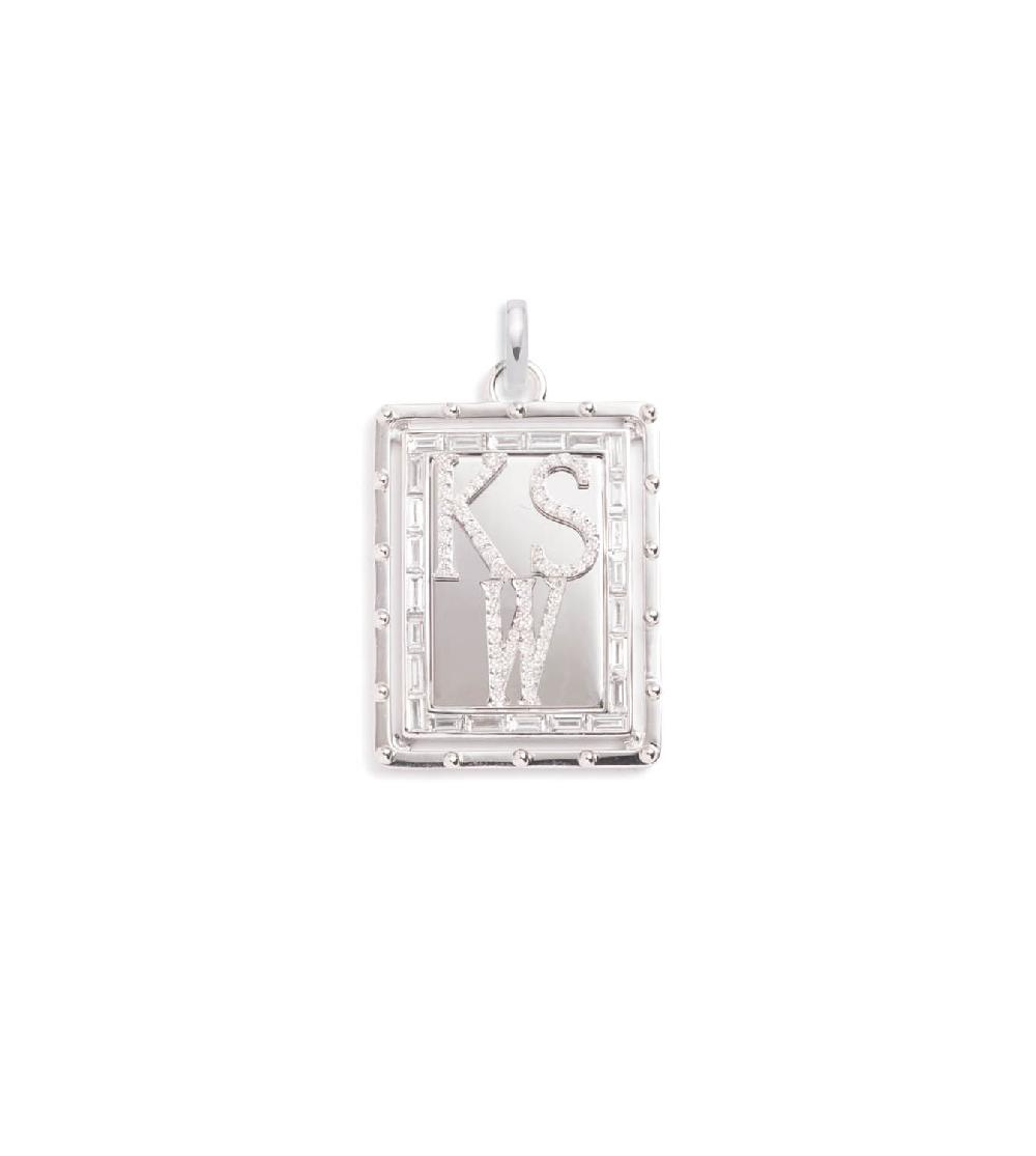 foundrae Lovestruck White Gold Custom Initial Pierced Diamond Pendant with Annex Link