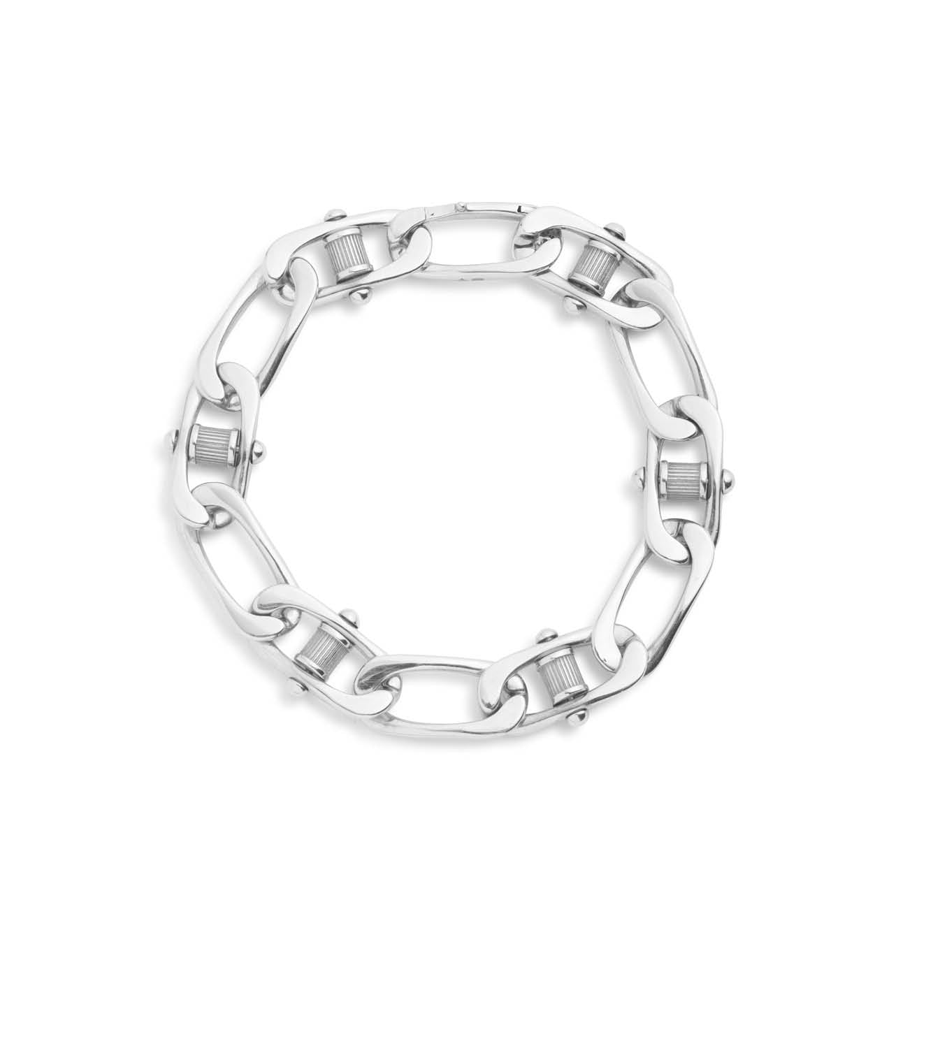 foundrae Lovestruck White Gold Pierced Curb Chain Bracelet