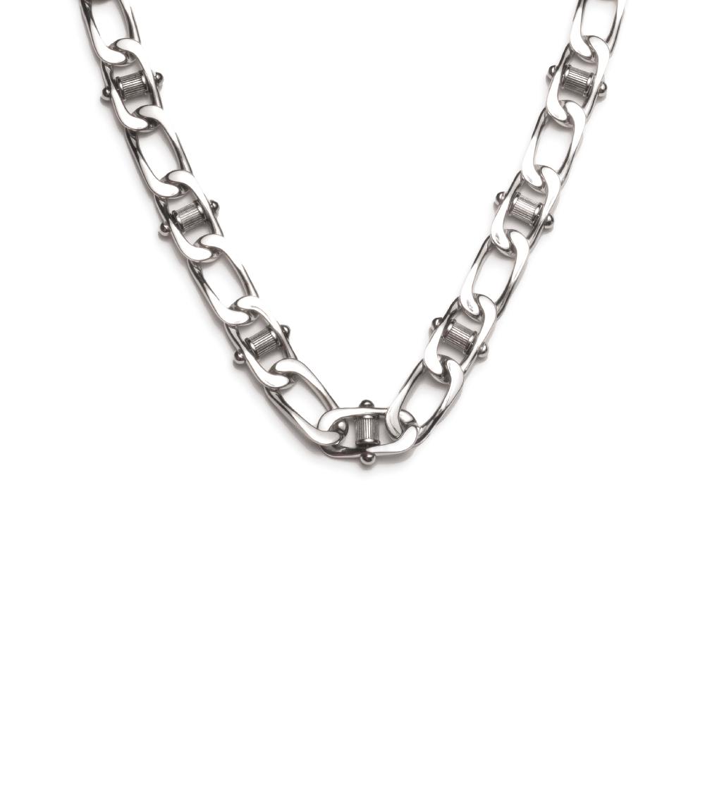 foundrae Lovestruck White Gold Pierced Curb Chain Necklace