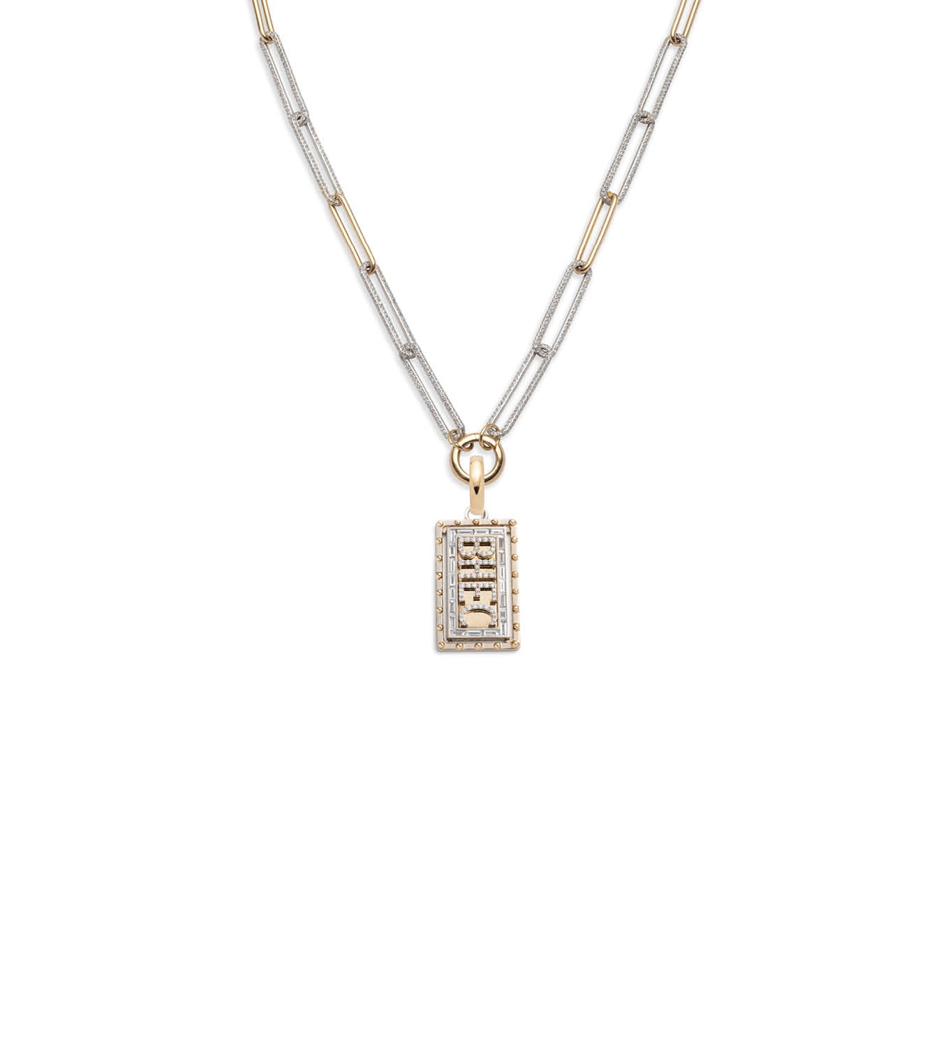 foundrae Medium Custom Diamond Initial Diamond Link Open Necklace