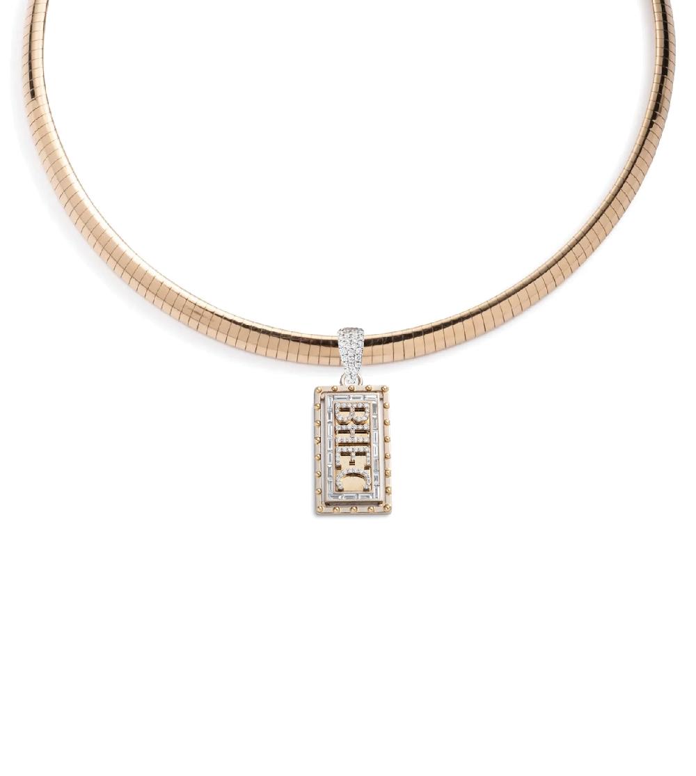 foundrae Medium Custom Diamond Initial Sleek Collar Necklace