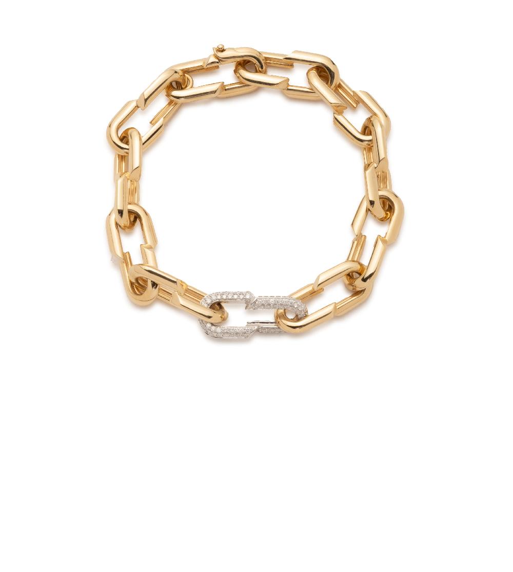 foundrae Medium Strong Hearts Love Single Pave Link Chain Bracelet