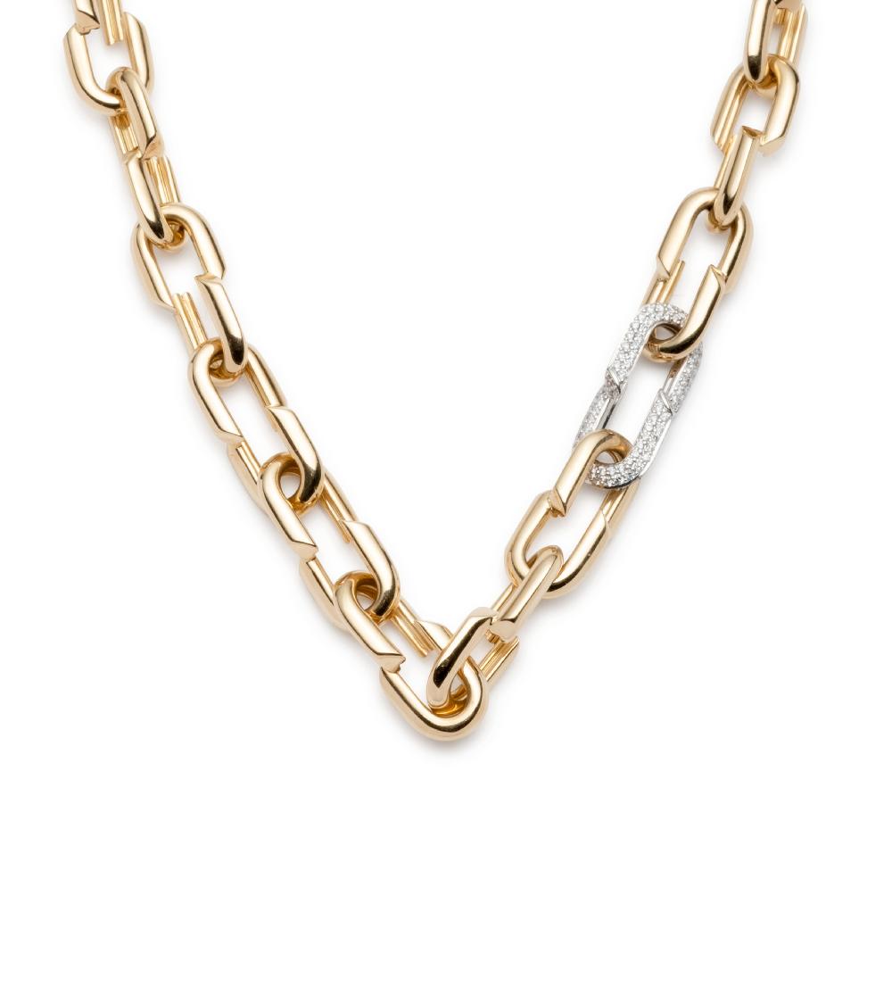 foundrae Medium Strong Hearts Love Single Pave Link Chain Necklace