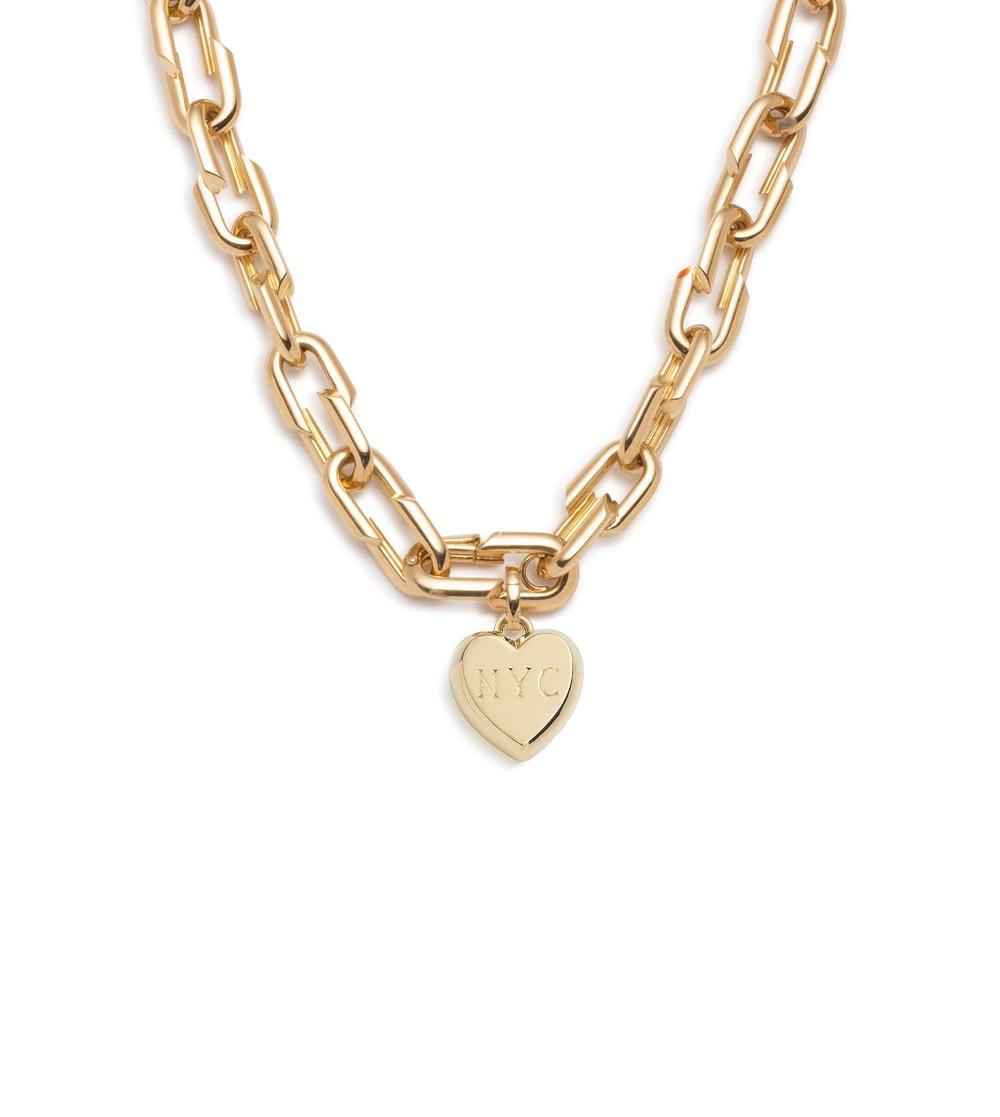 foundrae Medium Strong Hearts Necklace with Medium Heart Ingot Medallion