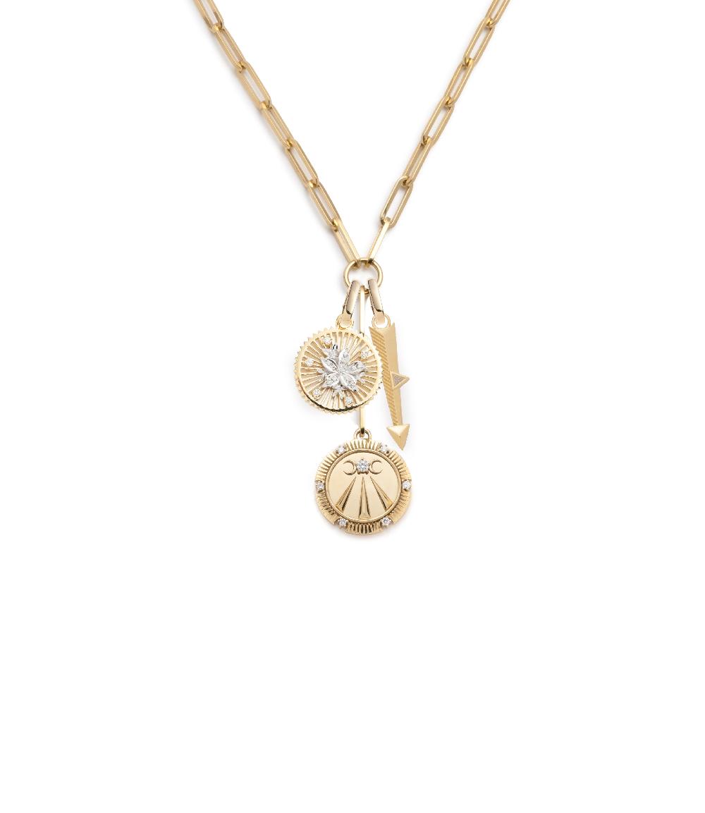 foundrae Mind Body Soul and Resilience Classic Fob Clip Extension Story in Yellow Gold with Diamonds