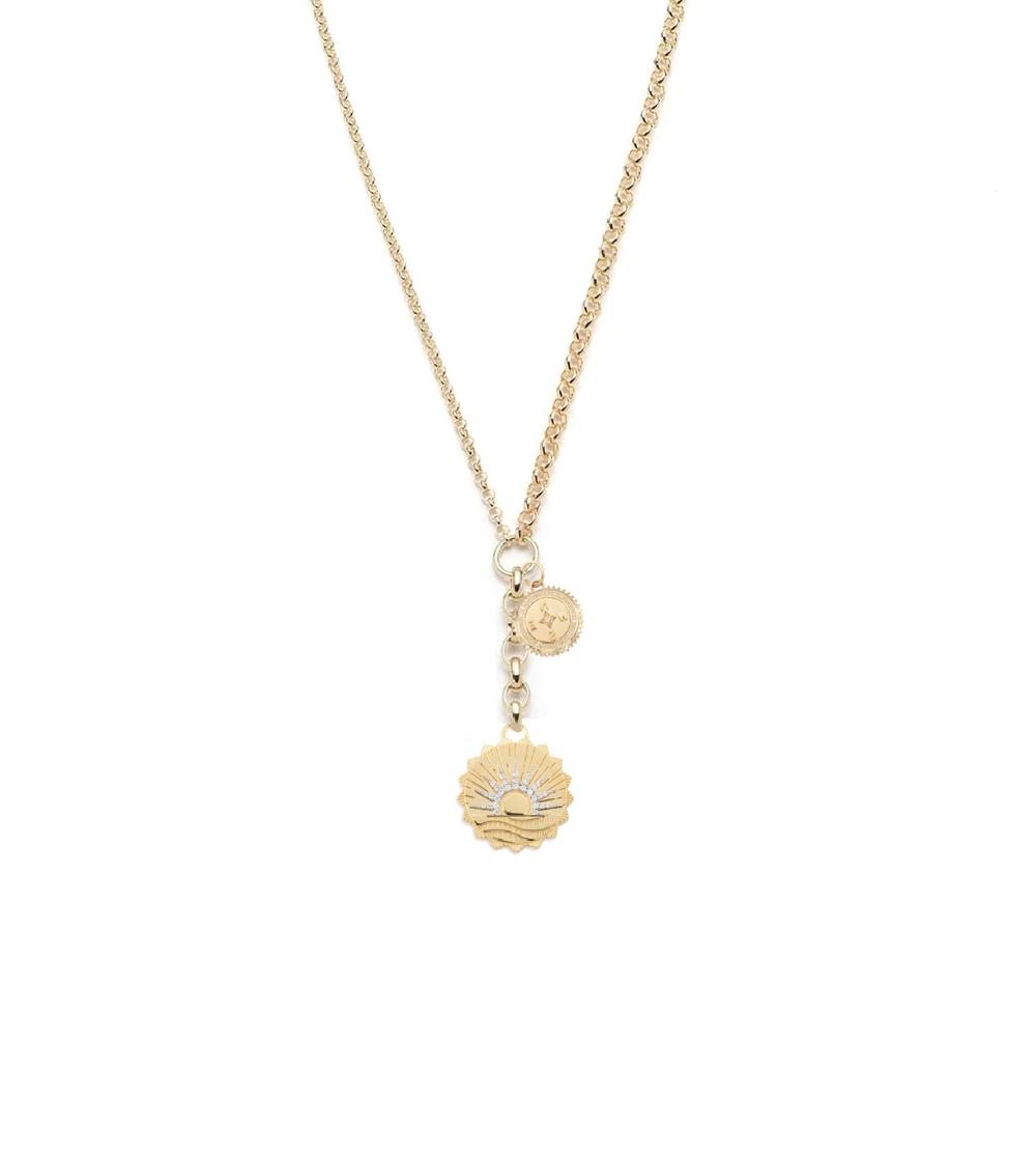 foundrae New Beginnings & Internal Compass Medium Mixed Belcher Extension Chain Necklace