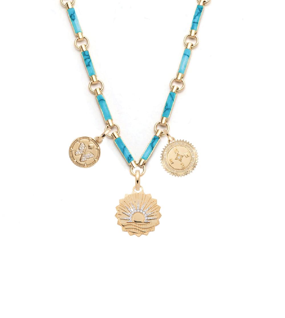 foundrae New Beginnings Internal Compass & Resilience Element Chain Necklace Turquoise